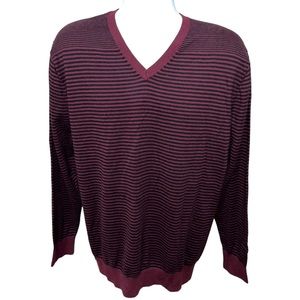 Men’s Claiborne Burgundy/Black V-Neck Sweater - XL